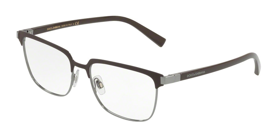 DOLCE & GABBANA DG1302 Rectangle Eyeglasses 1315-MATTE BROWN/GUNMETAL 55-17-140 - Color Map brown