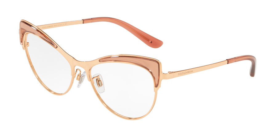 DOLCE & GABBANA DG1308 Cat Eye Eyeglasses 3148-TRANSPARENT PINK/PINK GOLD 55-16-140 - Color Map gold