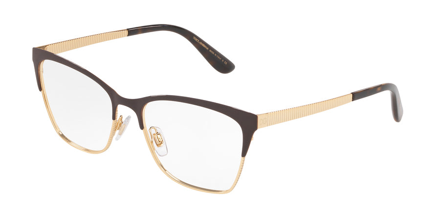 DOLCE & GABBANA DG1310 Rectangle Eyeglasses 1320-MATTE BROWN/GOLD 54-17-145 - Color Map brown
