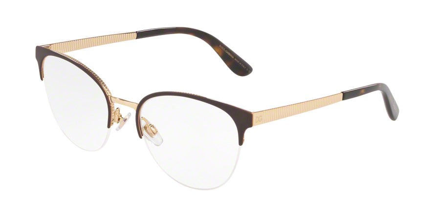 DOLCE & GABBANA DG1311 Phantos Eyeglasses 1320-MATTE BROWN/GOLD 54-18-145 - Color Map brown