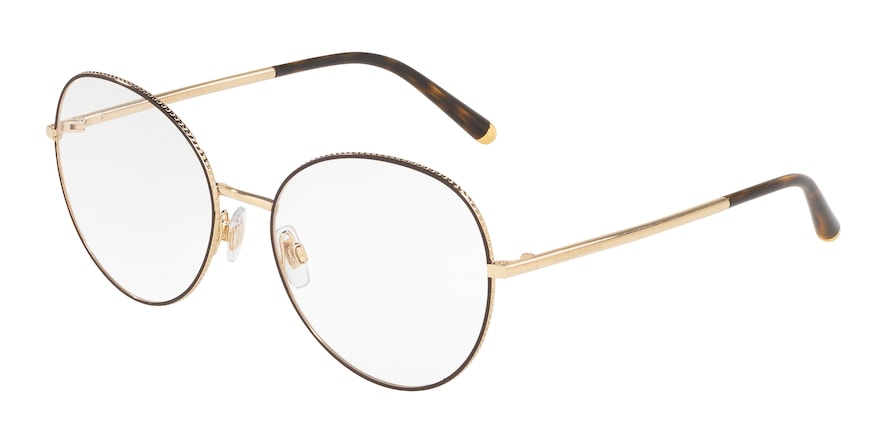 DOLCE & GABBANA DG1313 Round Eyeglasses  1320-GOLD/MATTE BROWN 56-17-140 - Color Map brown