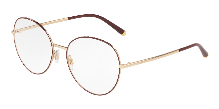 DOLCE & GABBANA DG1313 Round Eyeglasses  1333-GOLD/BORDEAUX 56-17-140 - Color Map bordeaux