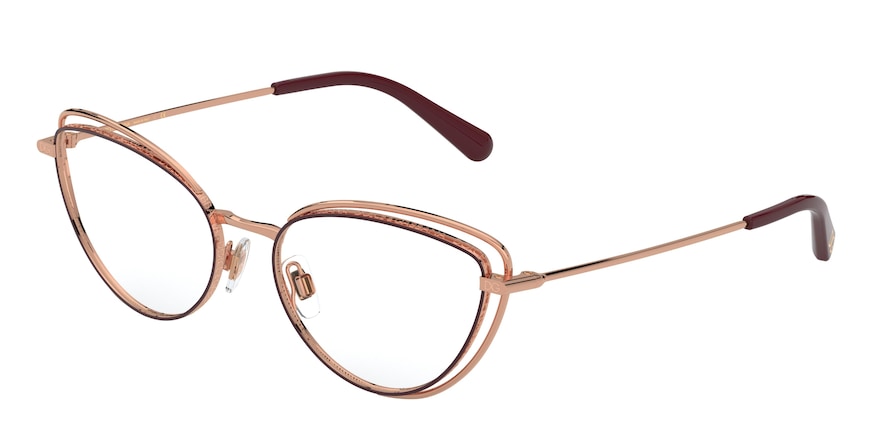 DOLCE & GABBANA DG1326 Cat Eye Eyeglasses 1333-PINK GOLD/BORDEAUX 55-17-140 - Color Map bordeaux