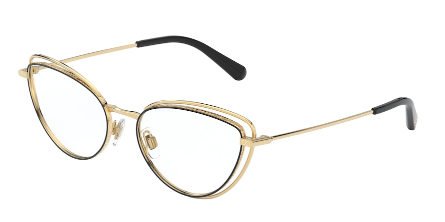 DOLCE & GABBANA DG1326 Cat Eye Eyeglasses 1334-GOLD/BLACK 55-17-140 - Color Map black