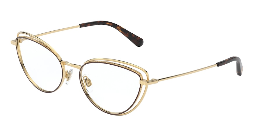 DOLCE & GABBANA DG1326 Cat Eye Eyeglasses 1344-GOLD/BROWN 55-17-140 - Color Map brown
