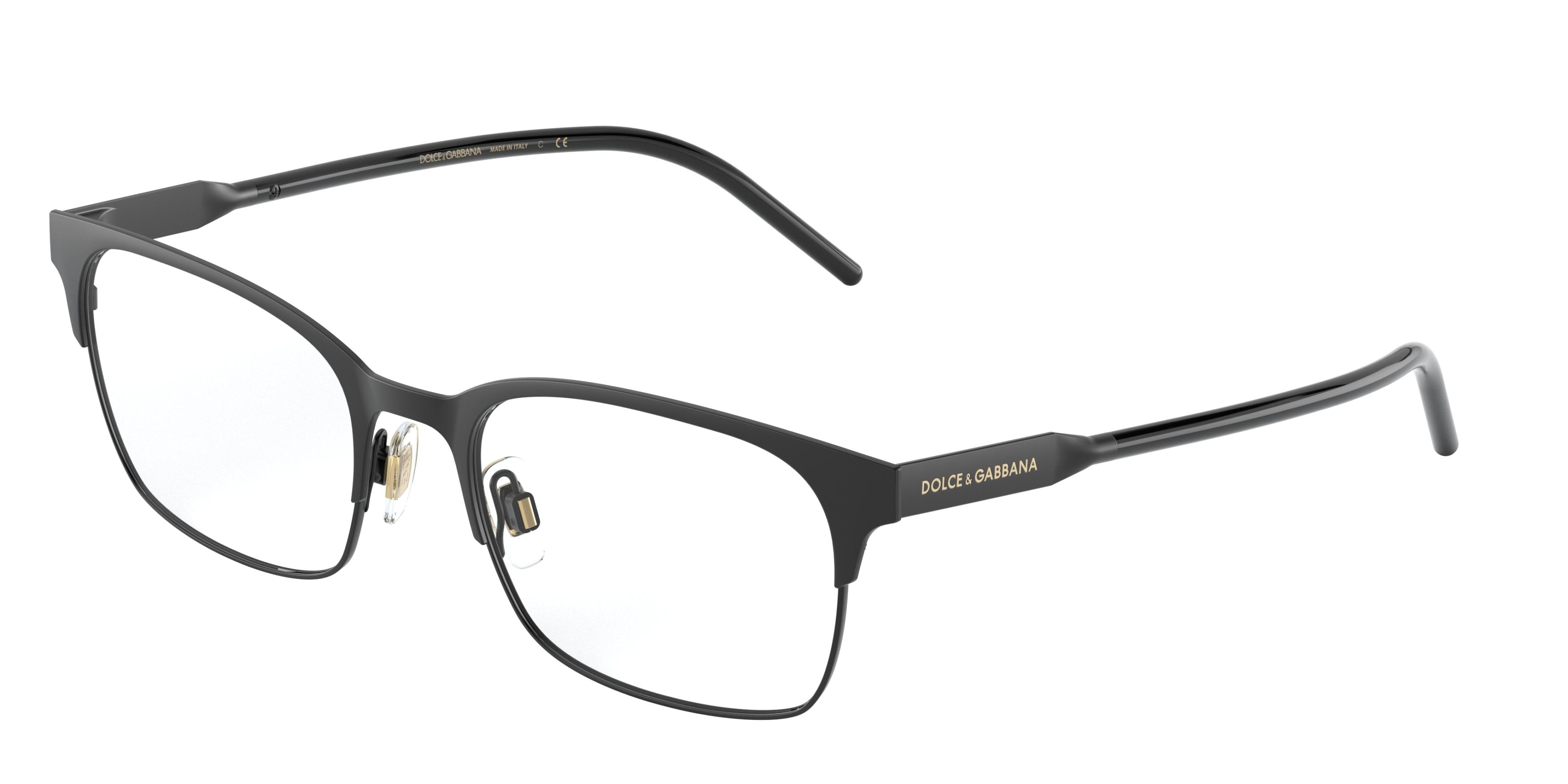 DOLCE & GABBANA DG1330 Rectangle Eyeglasses 1345-Matte Black/Black 54-150-19 - Color Map Black