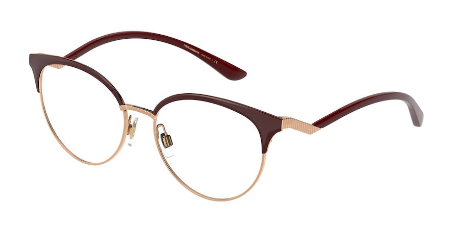 DOLCE & GABBANA DG1337 Phantos Eyeglasses  1351-PINK GOLD/BORDEAUX 53-16-145 - Color Map bordeaux