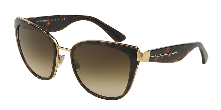 DOLCE & GABBANA DG2107 Cat Eye Sunglasses  02/13-GOLD 57-19-135 - Color Map havana