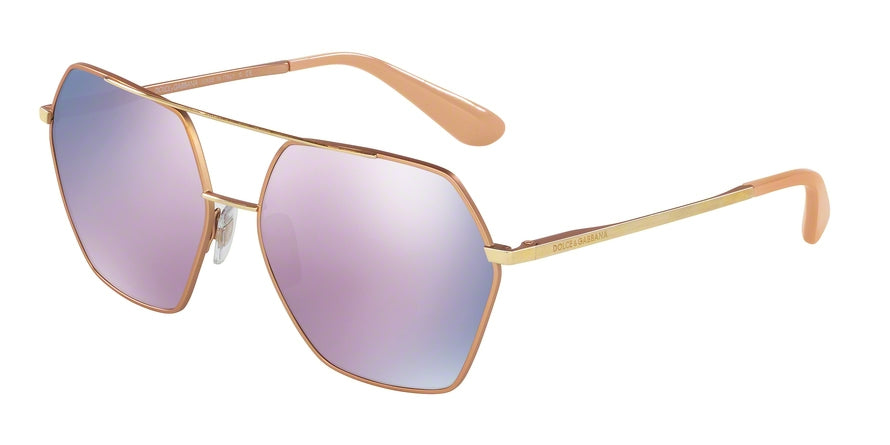 DOLCE & GABBANA DG2157 Irregular Sunglasses 12945R-MATTE PINK GOLD 59-15-140 - Color Map pink