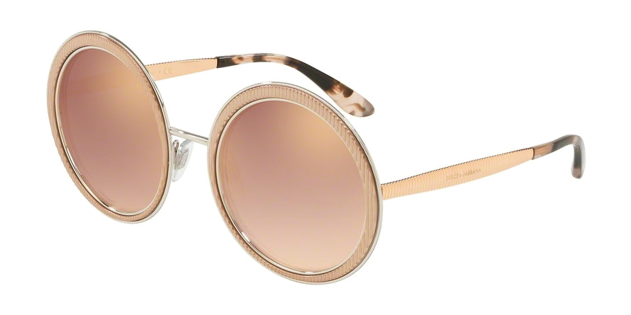 DOLCE & GABBANA DG2179 Round Sunglasses 12986F-PINK GOLD 54-23-140 - Color Map gold