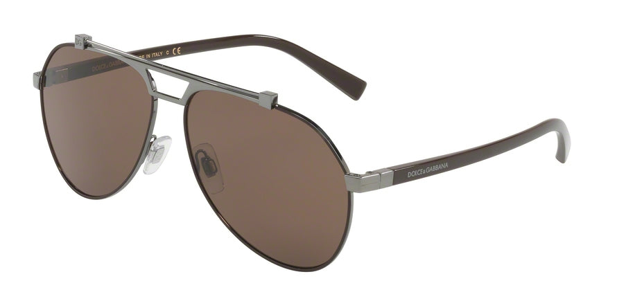 DOLCE & GABBANA DG2189 Pilot Sunglasses 131573-MATTE BROWN/GUNMETAL 61-14-140 - Color Map brown