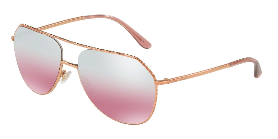 DOLCE & GABBANA DG2191 Pilot Sunglasses 12987E-PINK GOLD 59-16-135 - Color Map gold