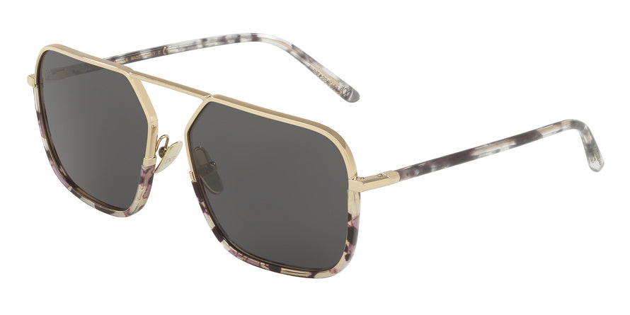 DOLCE & GABBANA DG2193J Square Sunglasses 488/87-PALE GOLD/HAVANA BLACK CLEAR 59-15-140 - Color Map black