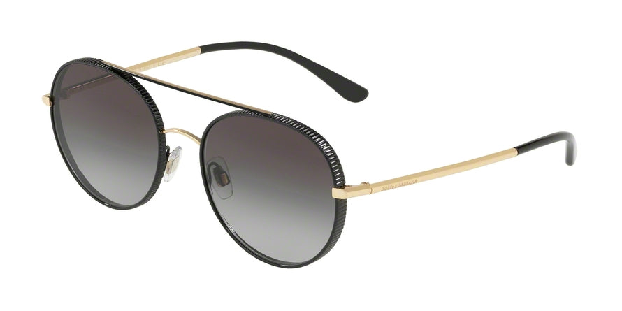 DOLCE & GABBANA DG2199 Round Sunglasses 13128G-BLACK/GOLD 52-18-140 - Color Map black