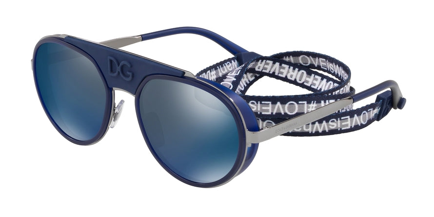 DOLCE & GABBANA DG2210 Phantos Sunglasses 04/96-GUNMETAL/BLUE 55-19-140 - Color Map blue