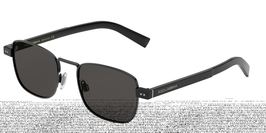 DOLCE & GABBANA DG2222 Rectangle Sunglasses 01/87-BLACK 52-20-150 - Color Map black