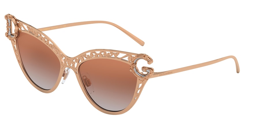 DOLCE & GABBANA DG2239 Cat Eye Sunglasses 12986F-PINK GOLD 54-17-145 - Color Map pink