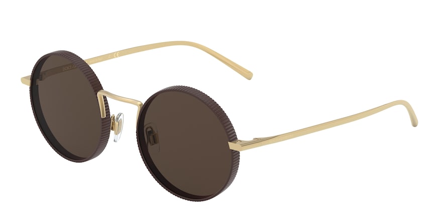 DOLCE & GABBANA DG2246 Round Sunglasses 132073-GOLD/MATTE BROWN 49-21-145 - Color Map brown