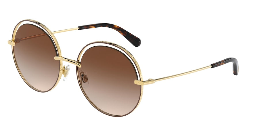DOLCE & GABBANA DG2262 Round Sunglasses 134413-BROWN 58-17-140 - Color Map brown