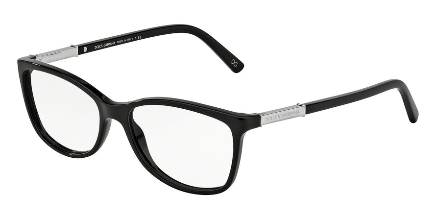 DOLCE & GABBANA LOGO PLAQUE DG3107 Butterfly Eyeglasses  501-BLACK 52-15-135 - Color Map black