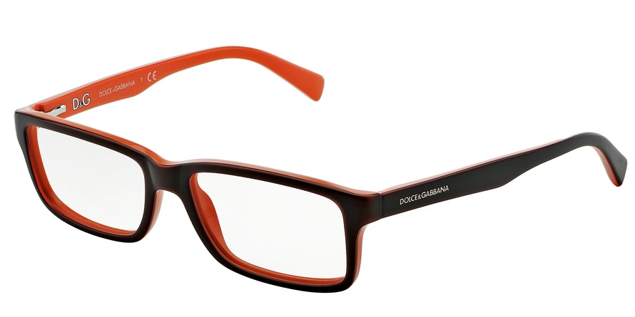 DOLCE & GABBANA CONTRAST DG3148P Rectangle Eyeglasses 2632-TOP BROWN ON ORANGE 53-16-140 - Color Map brown