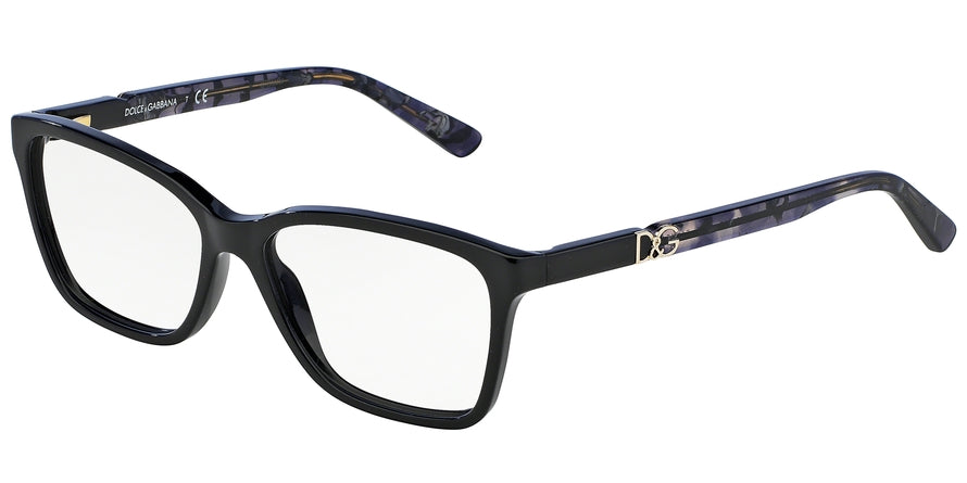 DOLCE & GABBANA ICONIC LOGO DG3153P Square Eyeglasses  2688-BLACK 52-15-140 - Color Map black