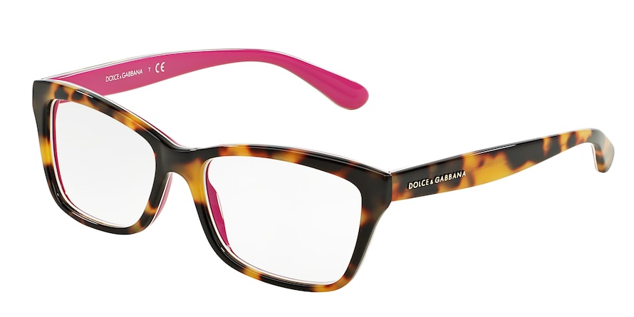 DOLCE & GABBANA CONTEMPORARY DG3215 Rectangle Eyeglasses  2892-TOP HAVANA ON CYCLAMEN 52-16-140 - Color Map havana