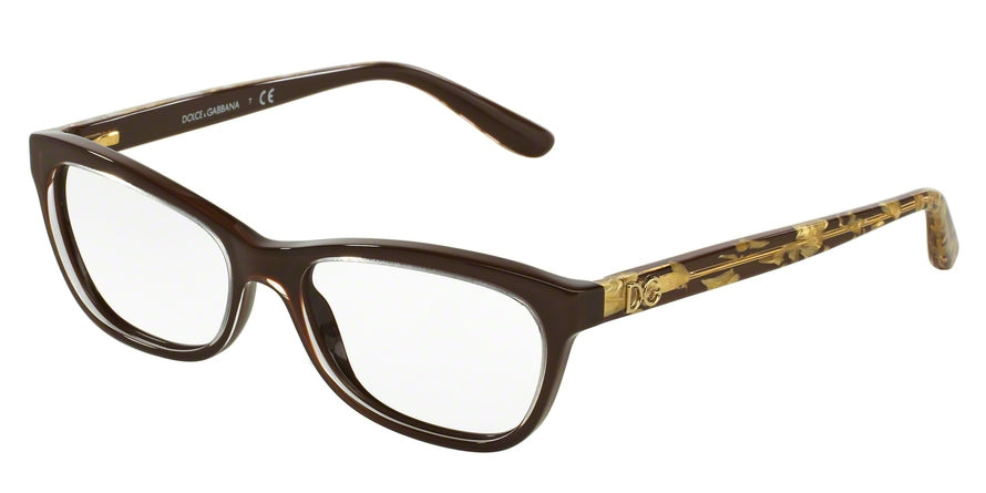 DOLCE & GABBANA DG3221 Cat Eye Eyeglasses 2918-CRYSTAL ON BROWN 53-16-140 - Color Map brown