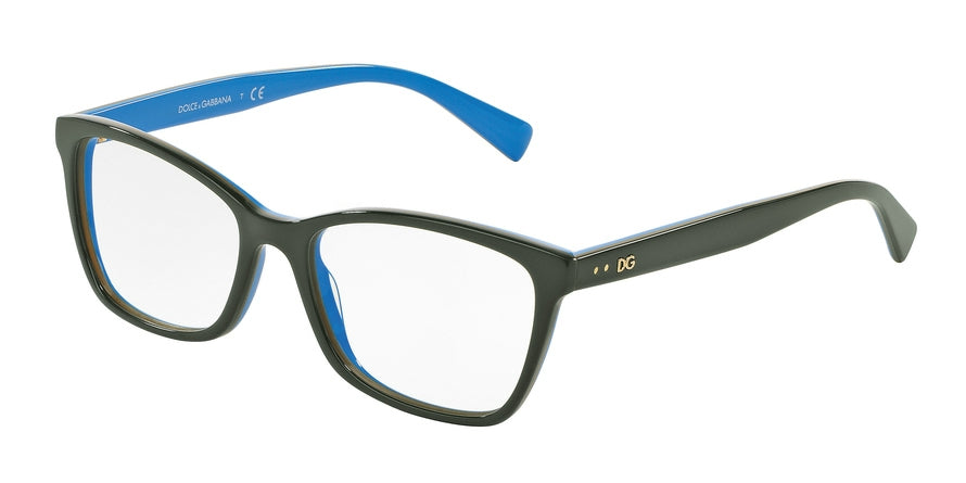DOLCE & GABBANA DG3245 Butterfly Eyeglasses 3006-TOP WOOD/GOLD/AZURE 52-17-140 - Color Map green