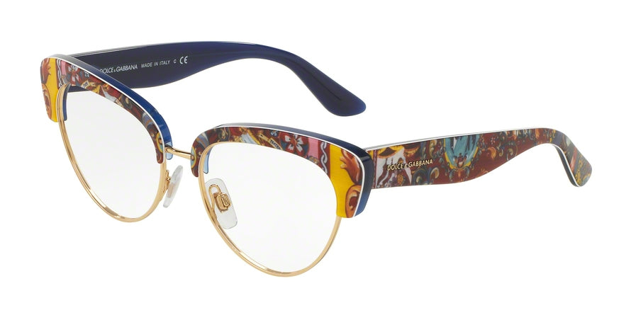 DOLCE & GABBANA DG3247 Cat Eye Eyeglasses 3036-TOP HANDCART/BLUE 53-16-140 - Color Map blue