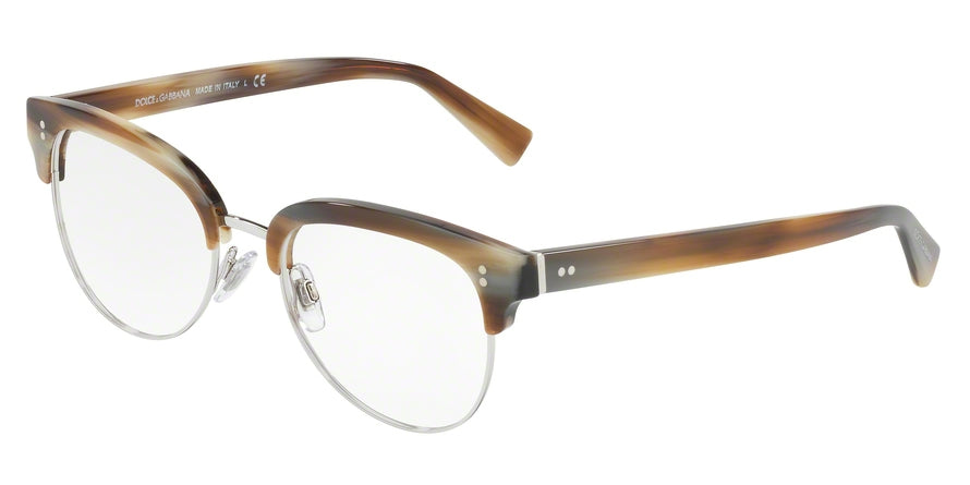 DOLCE & GABBANA DG3270 Irregular Eyeglasses 3116-STRIPED BROWN/SILVER 52-19-145 - Color Map brown