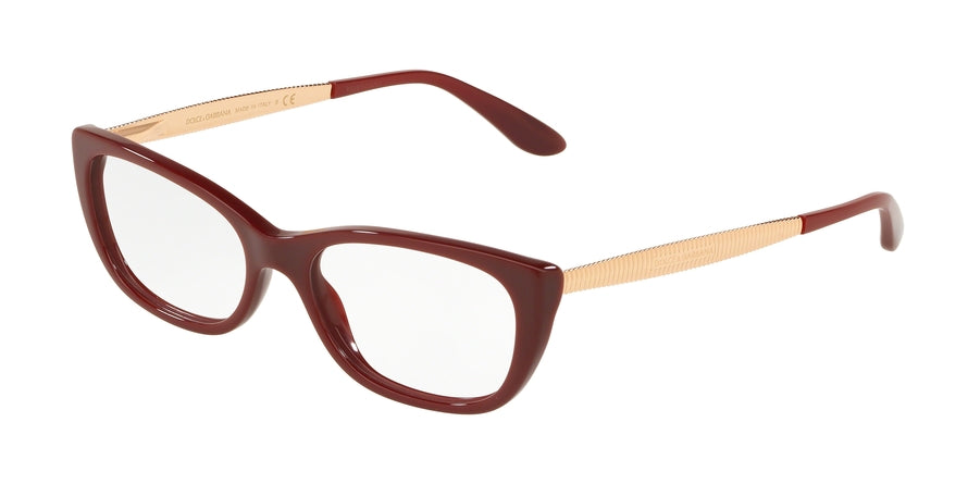 DOLCE & GABBANA DG3279 Rectangle Eyeglasses 3091-BORDEAUX 53-16-140 - Color Map bordeaux