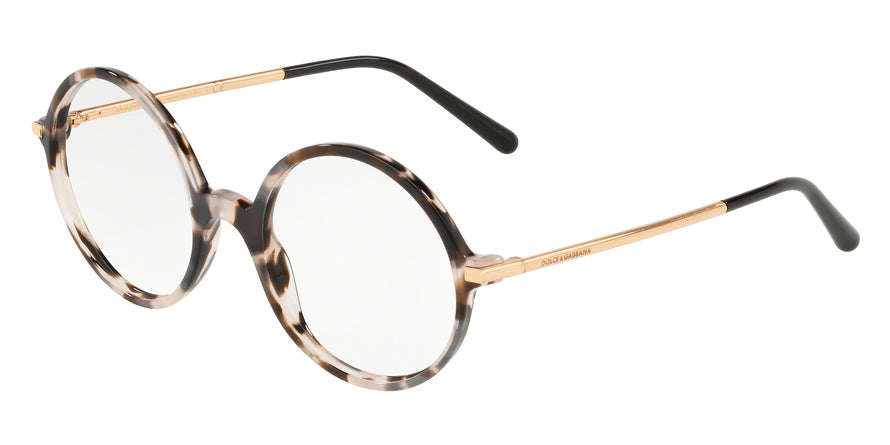 DOLCE & GABBANA DG3296 Round Eyeglasses 3120-PEARL GREY HAVANA 52-20-140 - Color Map havana