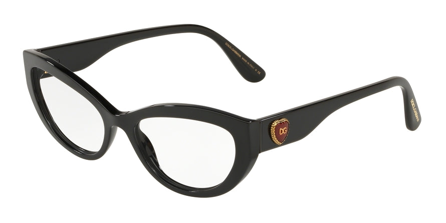 DOLCE & GABBANA DG3306F Cat Eye Eyeglasses 501-BLACK 54-17-145 - Color Map black