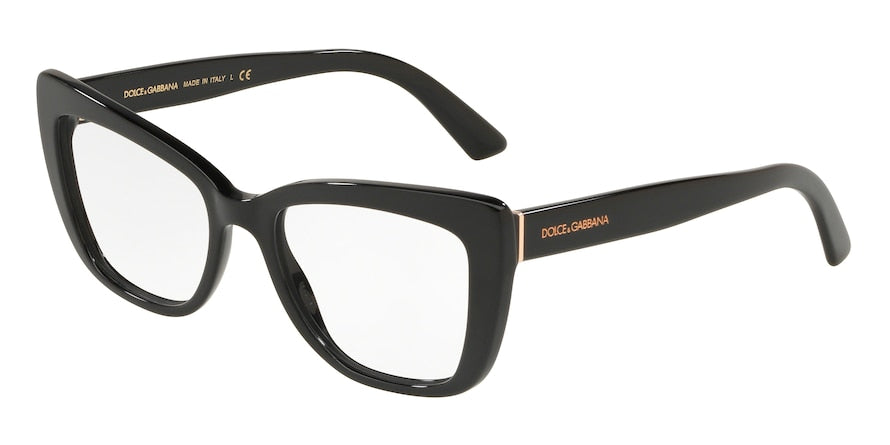DOLCE & GABBANA DG3308F Cat Eye Eyeglasses 501-BLACK 53-18-145 - Color Map black