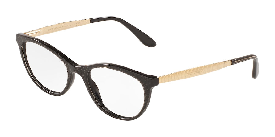 DOLCE & GABBANA DG3310F Phantos Eyeglasses  3218-GLITTER GOLD STRIPED BLACK 54-18-140 - Color Map black