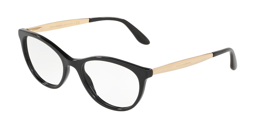 DOLCE & GABBANA DG3310 Cat Eye Eyeglasses 501-BLACK 54-18-140 - Color Map black