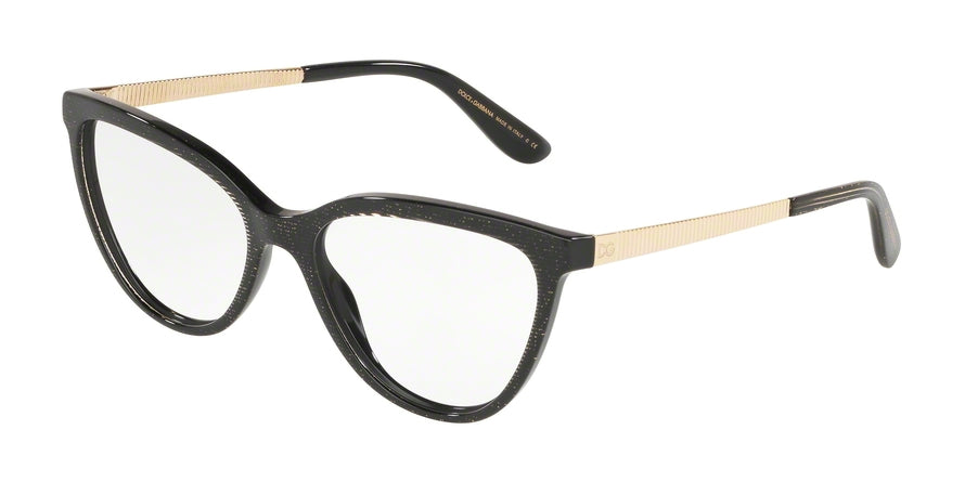 DOLCE & GABBANA DG3315 Cat Eye Eyeglasses 3218-GLITTER GOLD STRIPED BLACK 55-17-140 - Color Map bordeaux