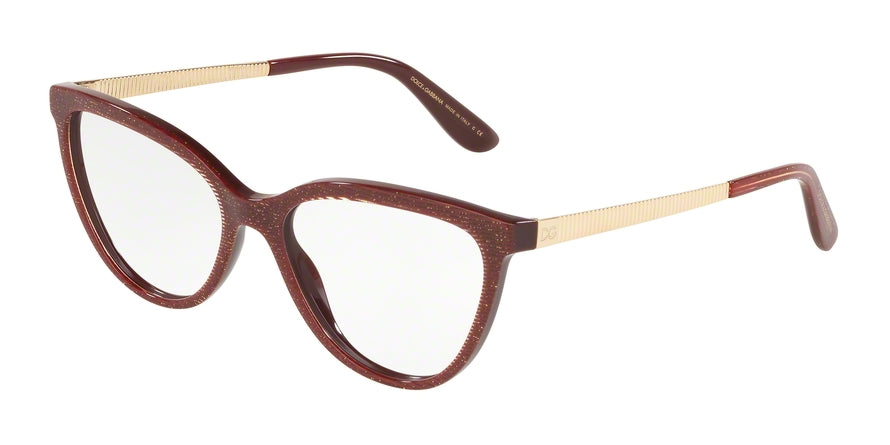 DOLCE & GABBANA DG3315 Cat Eye Eyeglasses 3219-GLITTER GOLD STRIPED BORDEAUX 55-17-140 - Color Map black