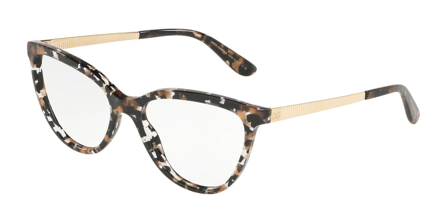 DOLCE & GABBANA DG3315 Cat Eye Eyeglasses 911-CUBE BLACK/GOLD 55-17-140 - Color Map havana