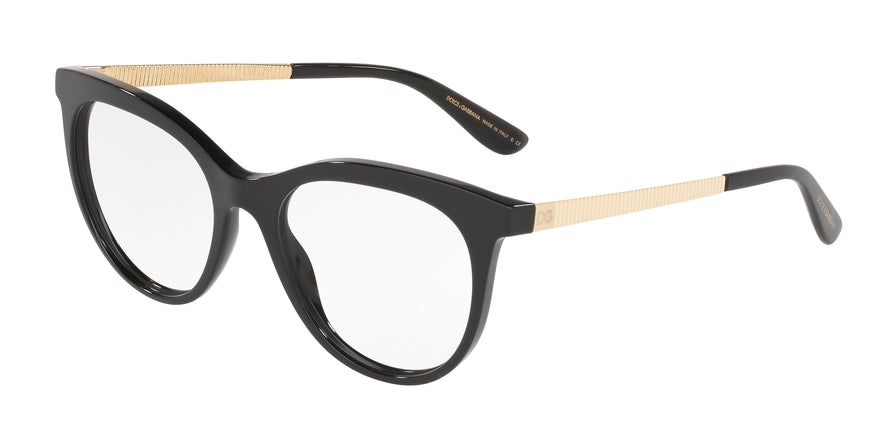 DOLCE & GABBANA DG3316F Cat Eye Eyeglasses 501-BLACK 52-18-140 - Color Map black