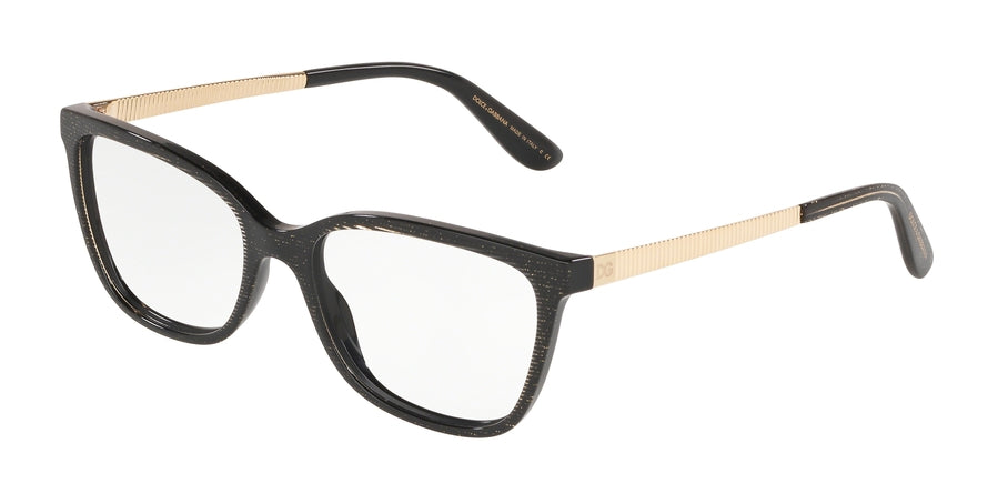 DOLCE & GABBANA DG3317 Rectangle Eyeglasses 3218-GLITTER GOLD STRIPED BLACK 54-17-140 - Color Map bordeaux