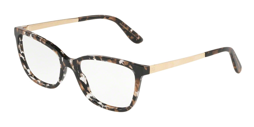 DOLCE & GABBANA DG3317 Rectangle Eyeglasses 911-CUBE BLACK/GOLD 54-17-140 - Color Map havana