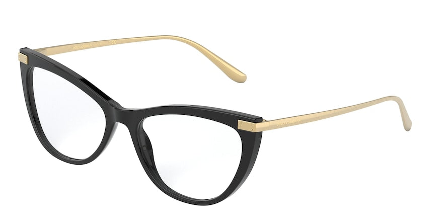 DOLCE & GABBANA DG3329F Cat Eye Eyeglasses 501-BLACK 55-17-140 - Color Map black