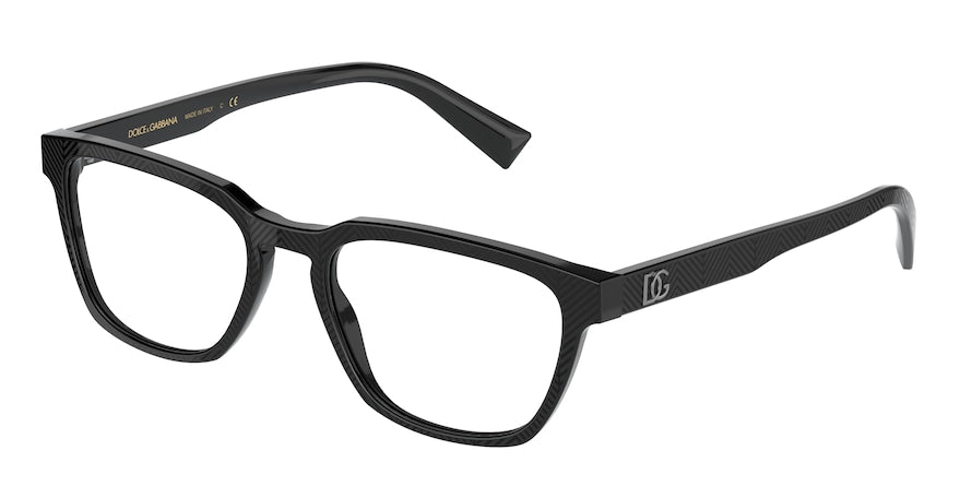 DOLCE & GABBANA DG3333 Rectangle Eyeglasses 3298-NERO TEXTURE SPIGATO 54-19-145 - Color Map black