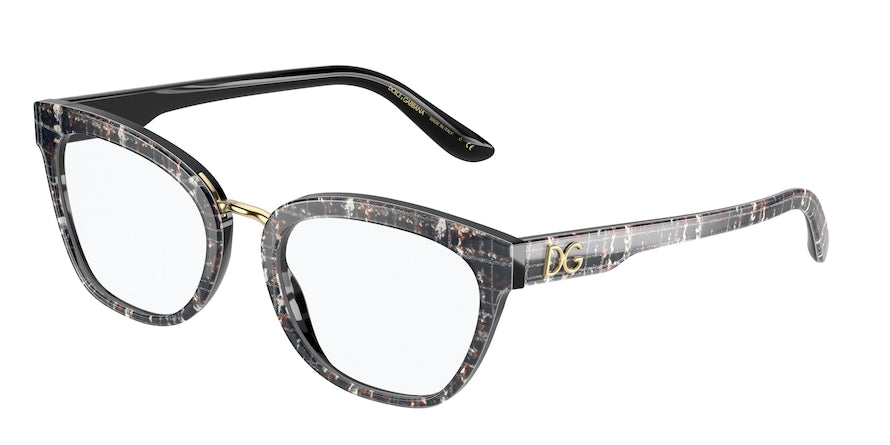 DOLCE & GABBANA DG3335F Square Eyeglasses 3286-PRINT BLACK TWEED 54-19-145 - Color Map multi