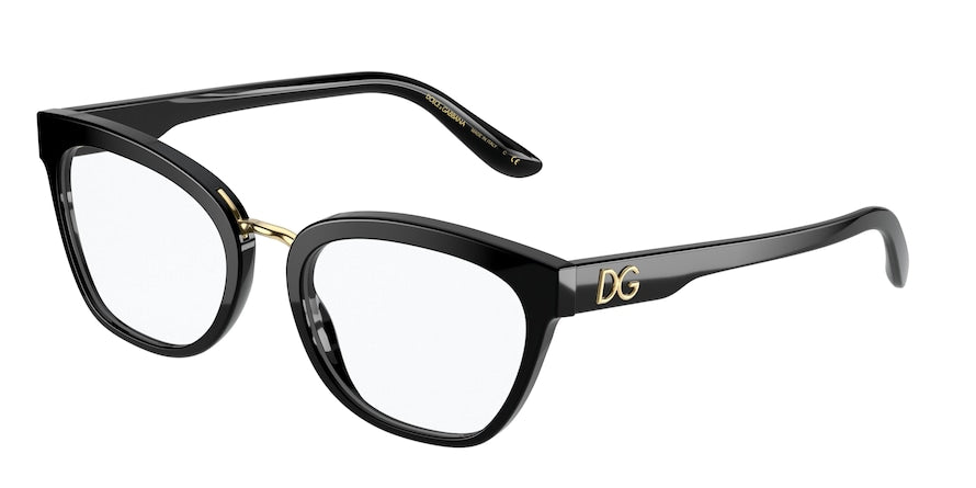 DOLCE & GABBANA DG3335F Square Eyeglasses 501-BLACK 54-19-145 - Color Map black