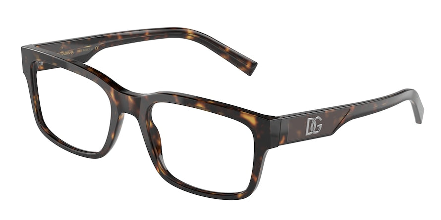DOLCE & GABBANA DG3352F Rectangle Eyeglasses 502-HAVANA 57-20-150 - Color Map havana