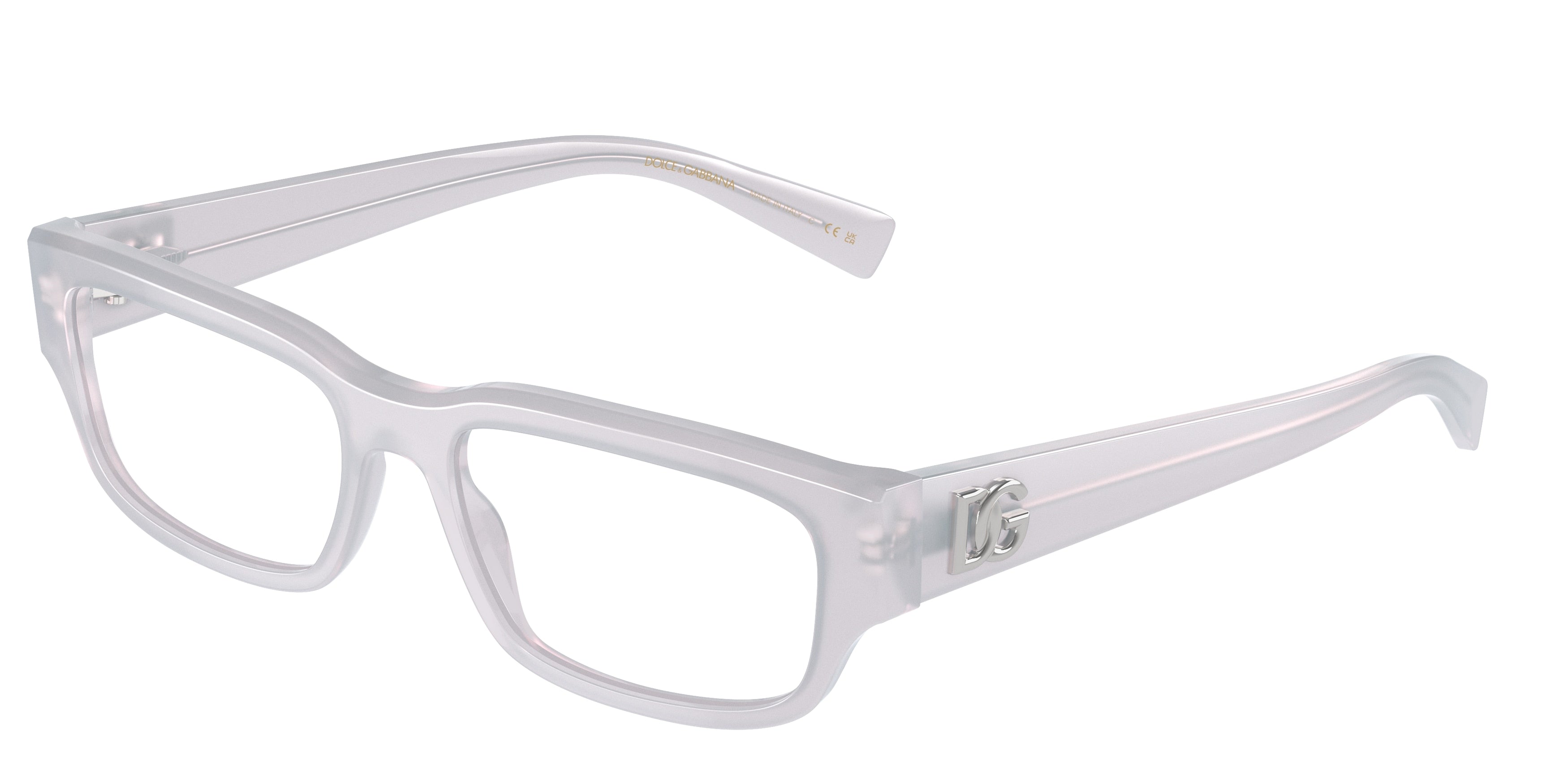 DOLCE & GABBANA DG3381 Rectangle Eyeglasses 3420-Opal Crystal 55-145-17 - Color Map Transparent