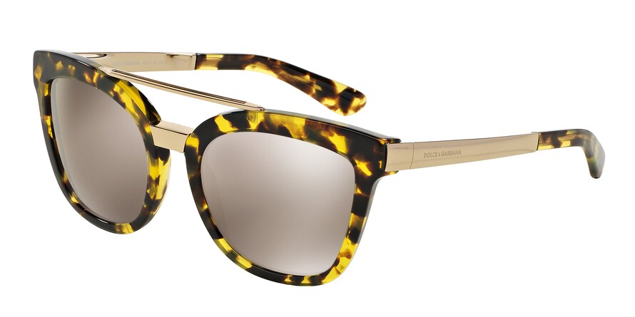 DOLCE & GABBANA DG4269 Square Sunglasses 29695A-CUBE HAVANA LEMON 54-20-140 - Color Map yellow